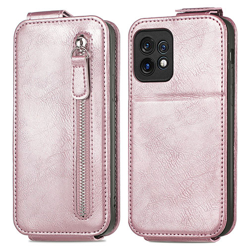 Leather Case Flip Cover Vertical for Motorola Moto X40 5G Rose Gold