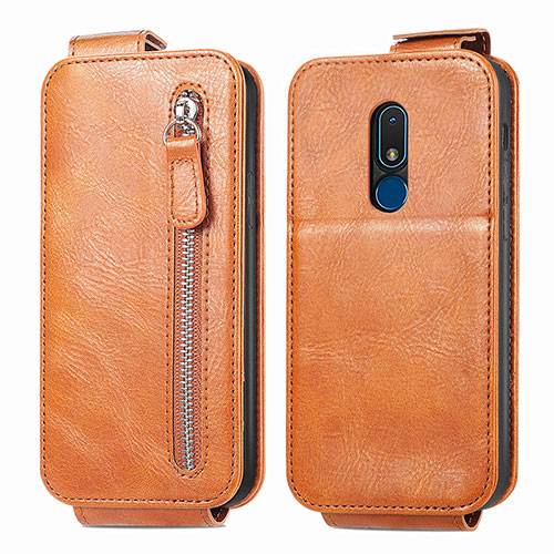 Leather Case Flip Cover Vertical for Nokia C3 Brown