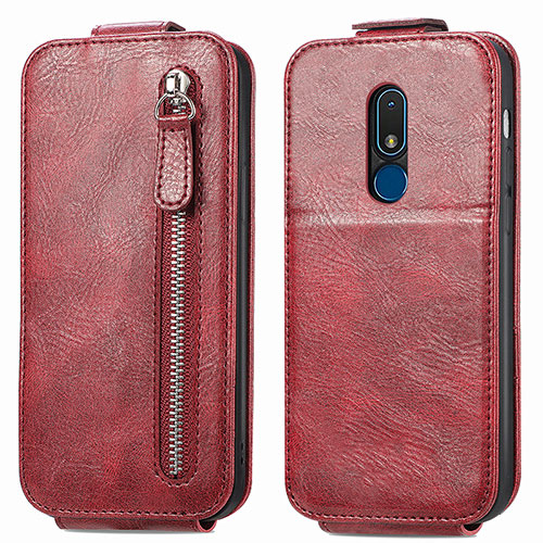 Leather Case Flip Cover Vertical for Nokia C3 Red