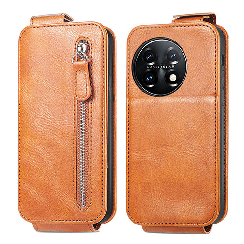 Leather Case Flip Cover Vertical for OnePlus 11 5G Brown