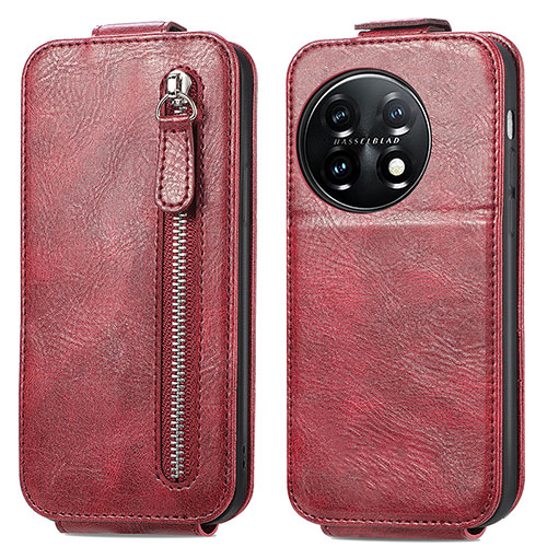 Leather Case Flip Cover Vertical for OnePlus 11 5G Red