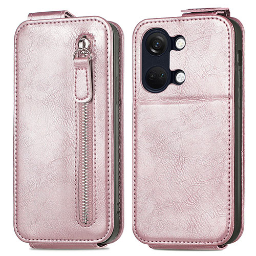 Leather Case Flip Cover Vertical for OnePlus Ace 2V 5G Rose Gold