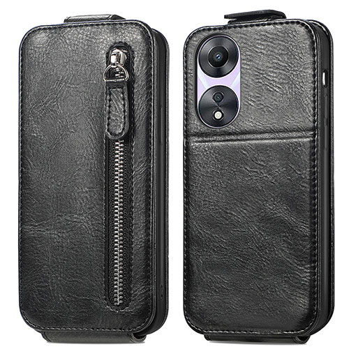 Leather Case Flip Cover Vertical for Oppo A58 5G Black