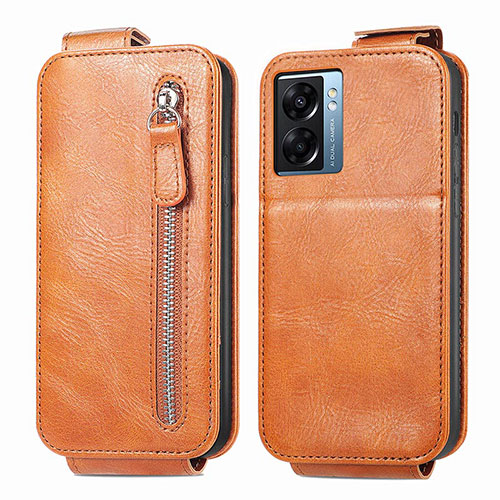 Leather Case Flip Cover Vertical for Oppo A77 5G Brown