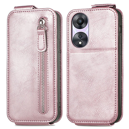 Leather Case Flip Cover Vertical for Oppo A78 5G Rose Gold