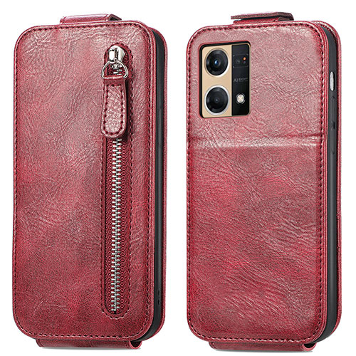 Leather Case Flip Cover Vertical for Oppo F21 Pro 4G Red