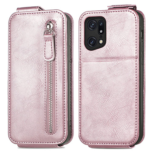 Leather Case Flip Cover Vertical for Oppo Find X5 5G Rose Gold