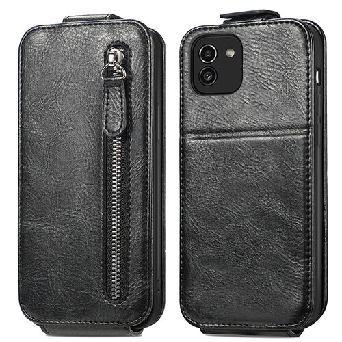 Leather Case Flip Cover Vertical for Samsung Galaxy A03 Black