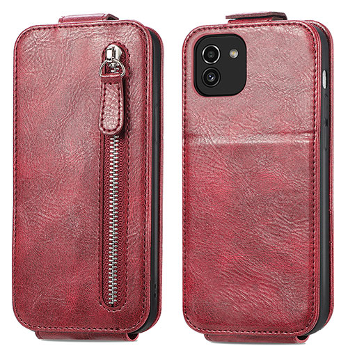 Leather Case Flip Cover Vertical for Samsung Galaxy A03 Red