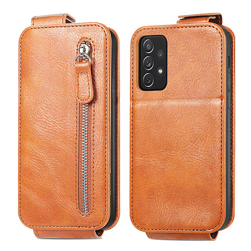 Leather Case Flip Cover Vertical for Samsung Galaxy A72 4G Brown