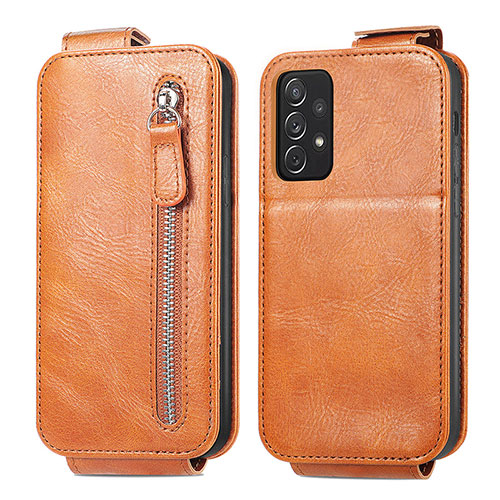 Leather Case Flip Cover Vertical for Samsung Galaxy A72 5G Brown