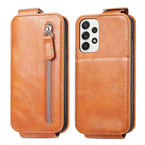 Leather Case Flip Cover Vertical for Samsung Galaxy A73 5G Brown