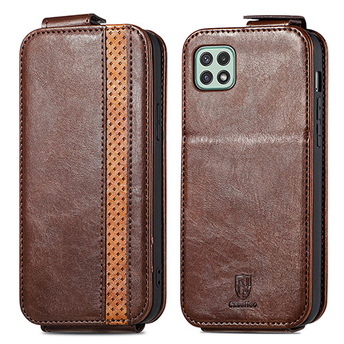 Leather Case Flip Cover Vertical for Samsung Galaxy F42 5G Brown