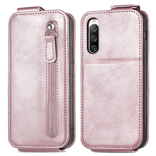 Leather Case Flip Cover Vertical for Sony Xperia 10 IV SOG07 Rose Gold