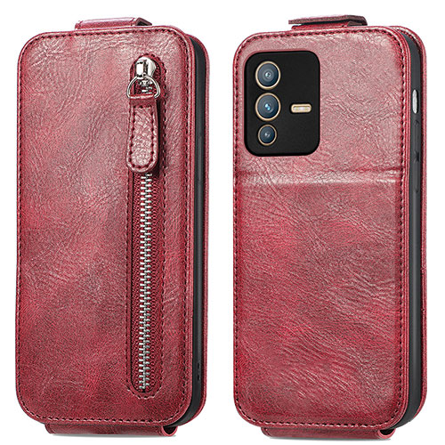 Leather Case Flip Cover Vertical for Vivo V23 5G Red