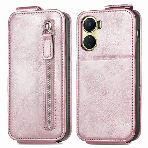 Leather Case Flip Cover Vertical for Vivo Y16 Rose Gold