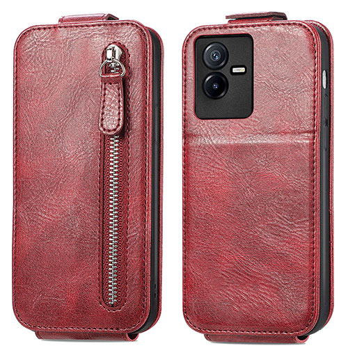 Leather Case Flip Cover Vertical for Vivo Y73t Red