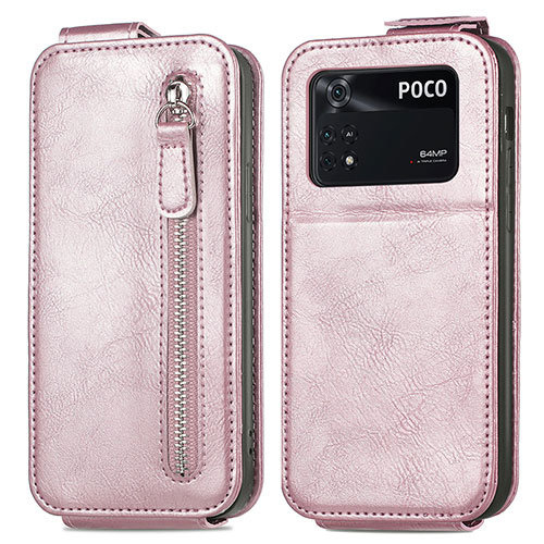 Leather Case Flip Cover Vertical for Xiaomi Poco M4 Pro 4G Rose Gold