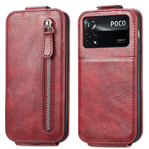 Leather Case Flip Cover Vertical for Xiaomi Poco X4 Pro 5G Red
