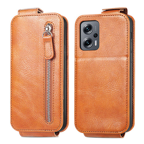 Leather Case Flip Cover Vertical for Xiaomi Redmi Note 12T Pro 5G Brown