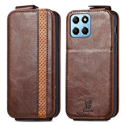 Leather Case Flip Cover Vertical S01D for Huawei Honor X6 Brown