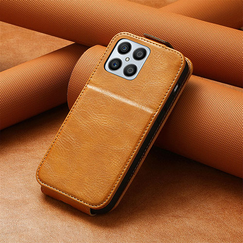 Leather Case Flip Cover Vertical S01D for Huawei Honor X8 4G Brown