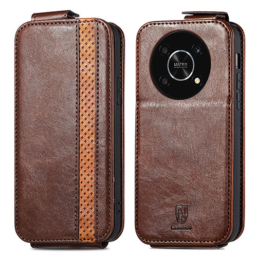 Leather Case Flip Cover Vertical S01D for Huawei Nova Y90 Brown