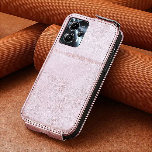 Leather Case Flip Cover Vertical S01D for Motorola Moto G13 Rose Gold