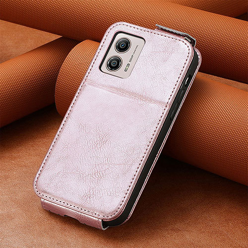 Leather Case Flip Cover Vertical S01D for Motorola Moto G53 5G Rose Gold