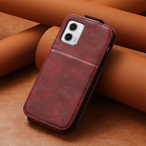 Leather Case Flip Cover Vertical S01D for Motorola Moto G73 5G Red