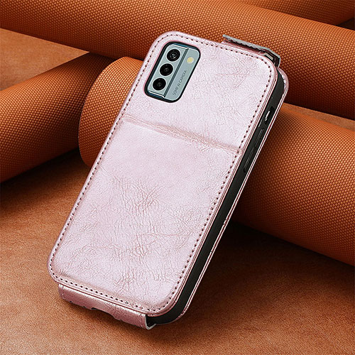 Leather Case Flip Cover Vertical S01D for Nokia G22 Rose Gold