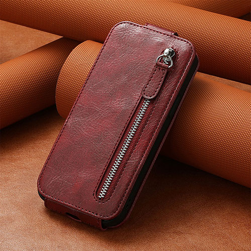 Leather Case Flip Cover Vertical S01D for Samsung Galaxy S22 Plus 5G Red