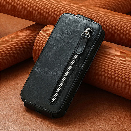 Leather Case Flip Cover Vertical S01D for Samsung Galaxy S23 Ultra 5G Black