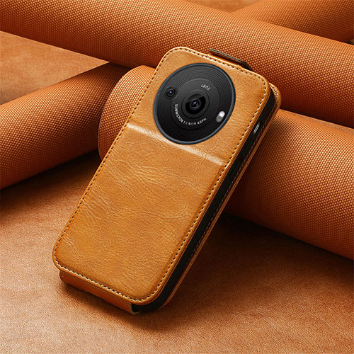 Leather Case Flip Cover Vertical S01D for Sharp Aquos R8 Pro Brown