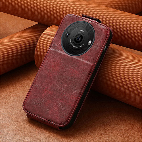 Leather Case Flip Cover Vertical S01D for Sharp Aquos R8 Pro Red