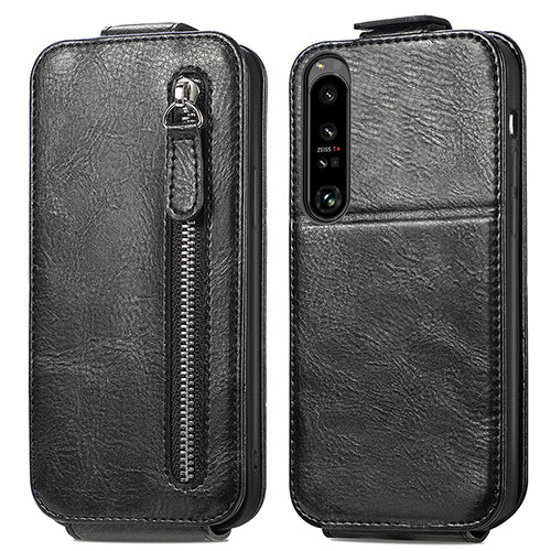 Leather Case Flip Cover Vertical S01D for Sony Xperia 1 IV Black