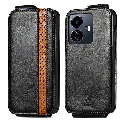 Leather Case Flip Cover Vertical S01D for Vivo Y77 5G Black