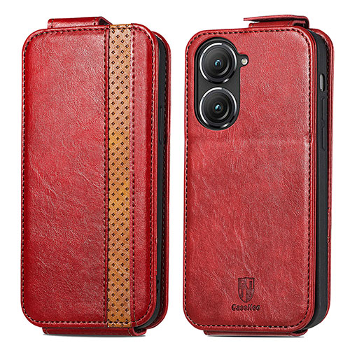 Leather Case Flip Cover Vertical S02D for Asus Zenfone 9 Red