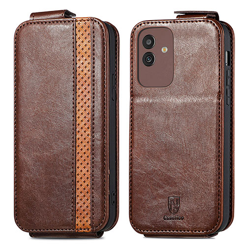 Leather Case Flip Cover Vertical S02D for Samsung Galaxy M13 5G Brown