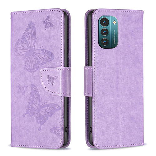 Leather Case Stands Butterfly Flip Cover Holder B01F for Nokia G11 Clove Purple