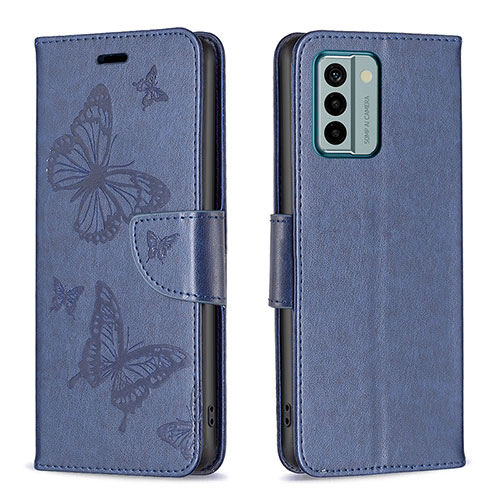 Leather Case Stands Butterfly Flip Cover Holder B01F for Nokia G22 Blue