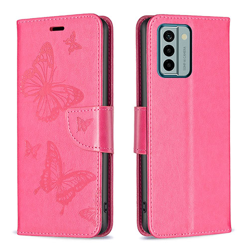 Leather Case Stands Butterfly Flip Cover Holder B01F for Nokia G22 Hot Pink