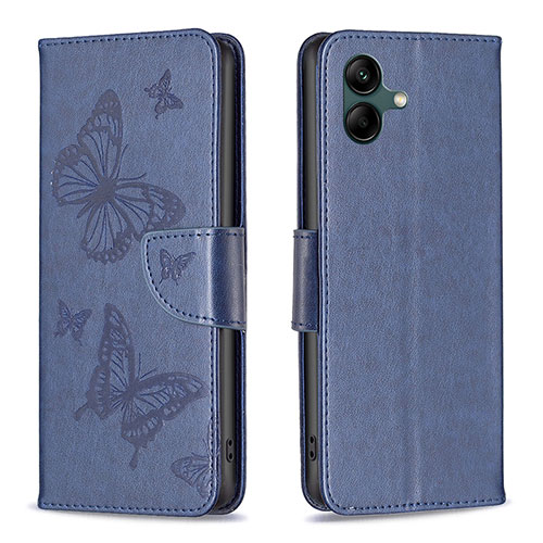 Leather Case Stands Butterfly Flip Cover Holder B01F for Samsung Galaxy A04 4G Blue