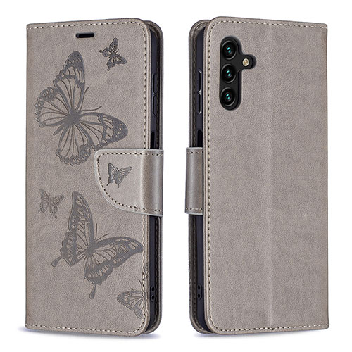 Leather Case Stands Butterfly Flip Cover Holder B01F for Samsung Galaxy A04s Gray