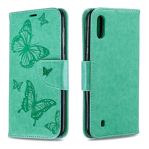 Leather Case Stands Butterfly Flip Cover Holder B01F for Samsung Galaxy A10 Green