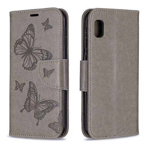 Leather Case Stands Butterfly Flip Cover Holder B01F for Samsung Galaxy A10e Gray