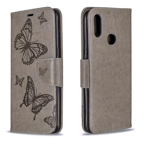 Leather Case Stands Butterfly Flip Cover Holder B01F for Samsung Galaxy A10s Gray