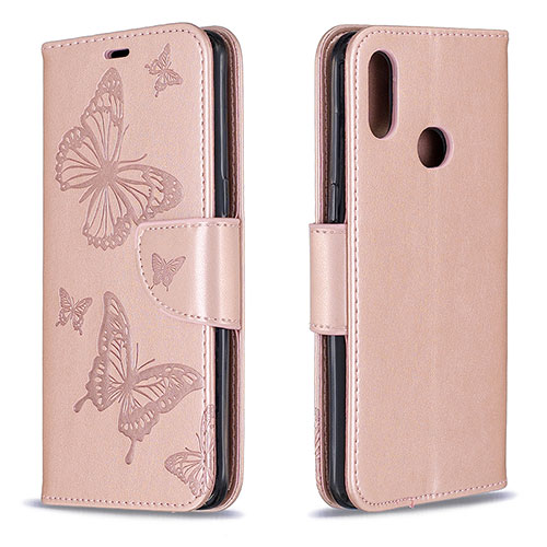 Leather Case Stands Butterfly Flip Cover Holder B01F for Samsung Galaxy A10s Rose Gold