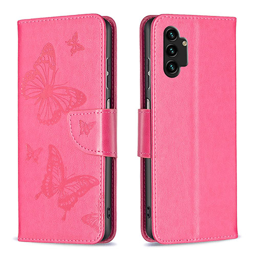 Leather Case Stands Butterfly Flip Cover Holder B01F for Samsung Galaxy A13 4G Gray