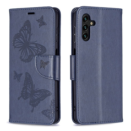 Leather Case Stands Butterfly Flip Cover Holder B01F for Samsung Galaxy A13 5G Blue